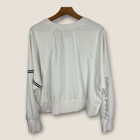 Nike Pro Womens size XL Dri-FIT Get Fit Crew Sweatshirt Cropped dd1955 White - Picture 2 of 8